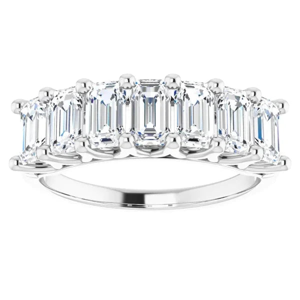 Emerald Lab Grown Diamond Half Eternity Band 4.55 Carats Women's Gold Jewelry