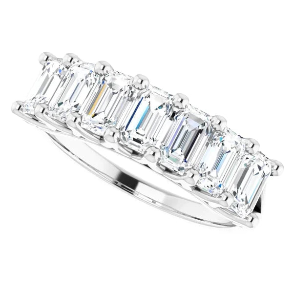 Emerald Lab Grown Diamond Half Eternity Band 4.55 Carats Women's Gold Jewelry