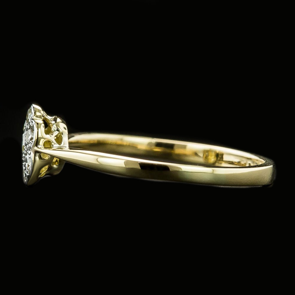 Engagement Round Old Mine Cut Real Diamond Ring 1.25 Carats Flower Style