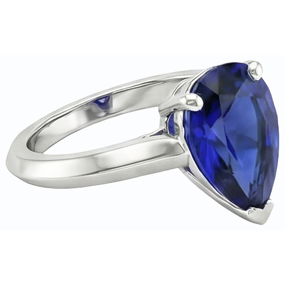 natural pear sapphire 2ct ring on white background