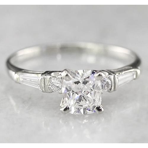 Engagement Cushion Genuine Diamond Ring 1.70 Carats White Gold 14K