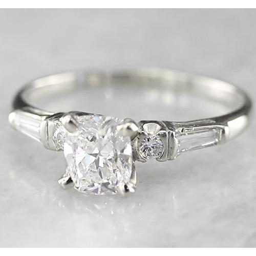 Engagement Cushion Genuine Diamond Ring 1.70 Carats White Gold 14K