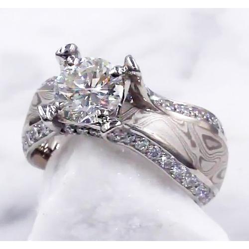 Engagement Real Diamond Ring Wood Eye Metal 3 Carats