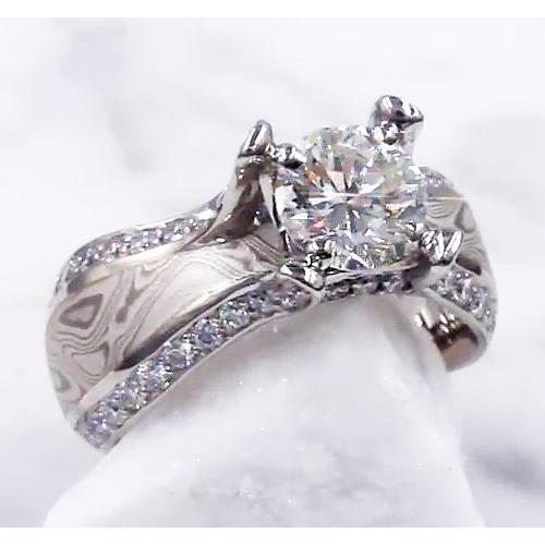 Engagement Real Diamond Ring Wood Eye Metal 3 Carats