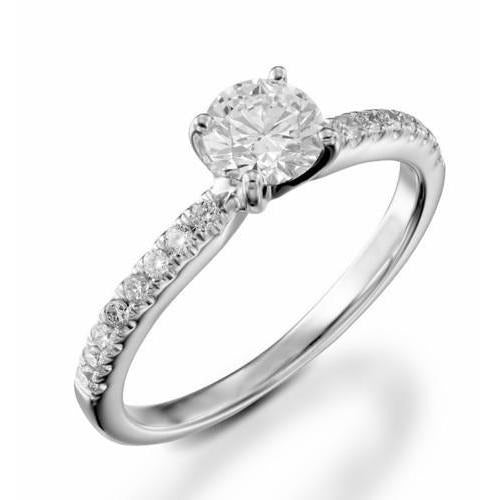 Engagement Ring 2.10 Carats Natural Round Diamonds White Gold 14K