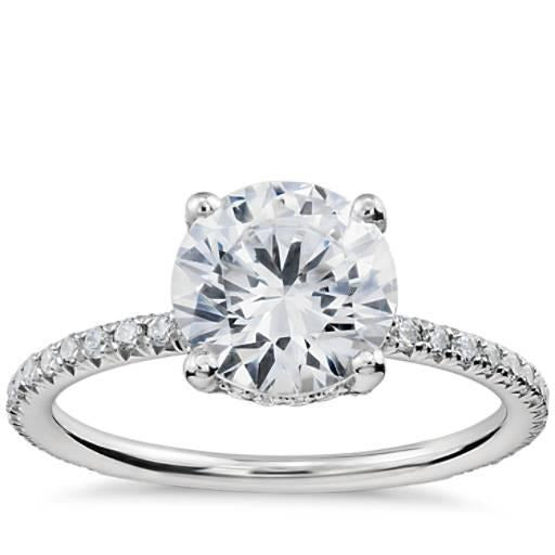 Engagement Ring 2 Carats Round Cut Real Diamonds 14K White Gold New - Solitaire Ring with Accents-harrychadent.ca