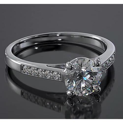Engagement Ring Setting Round Natural Diamond White Gold