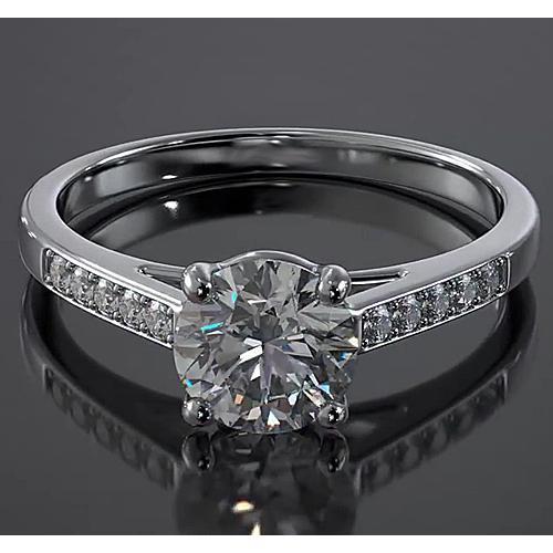 Engagement Ring Cathedral Setting Round Natural Diamond White Gold