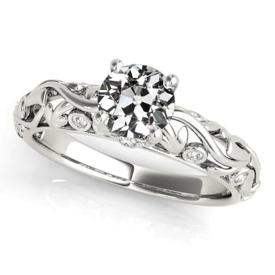 Engagement Ring Old Cut Genuine Diamond Vintage Style 2.50 Carats