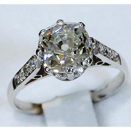 Engagement Ring Old Miner Natural Diamond 3.50 Carats White Gold