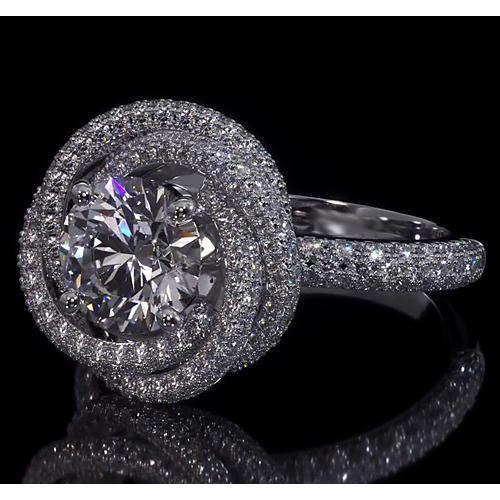 Engagement Ring Round Genuine Diamonds 4 Carats Swirl Style