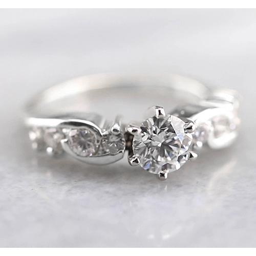 Round Real Diamond Ring 1.50 Carats White Gold 14K