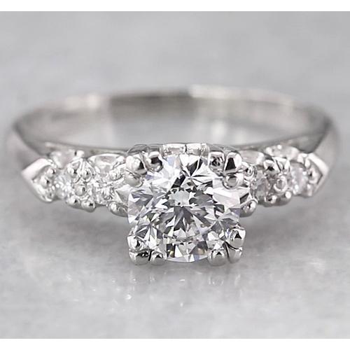 Engagement Round Real Diamond Ring 1.50 Carats White Gold 14K