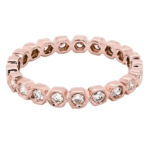 Eternity Band 3.75 Carats Lab Grown Diamond Bezel Setting Milgrain Rose Gold Jewelry