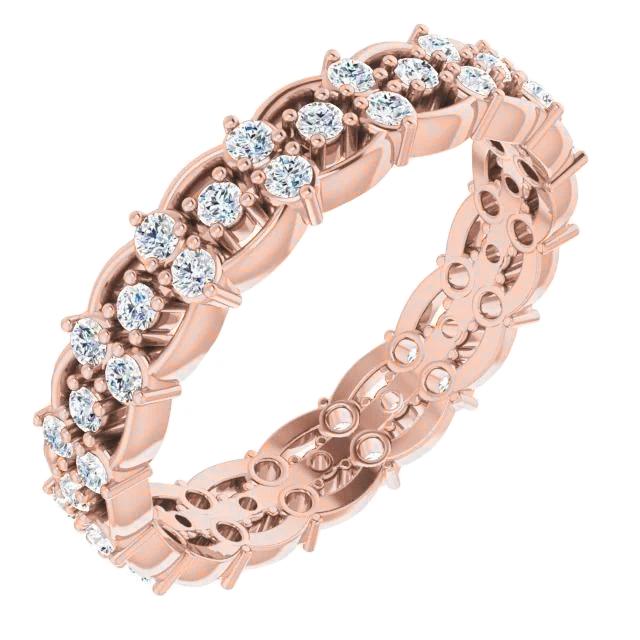 Eternity Wedding Band 1.50 Carats Round Lab Grown Diamond Rose Gold Jewelry