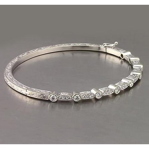 Filigree Style Natural Diamond Bangle 1.40 Carats White Gold 14K - Bangle-harrychadent.ca
