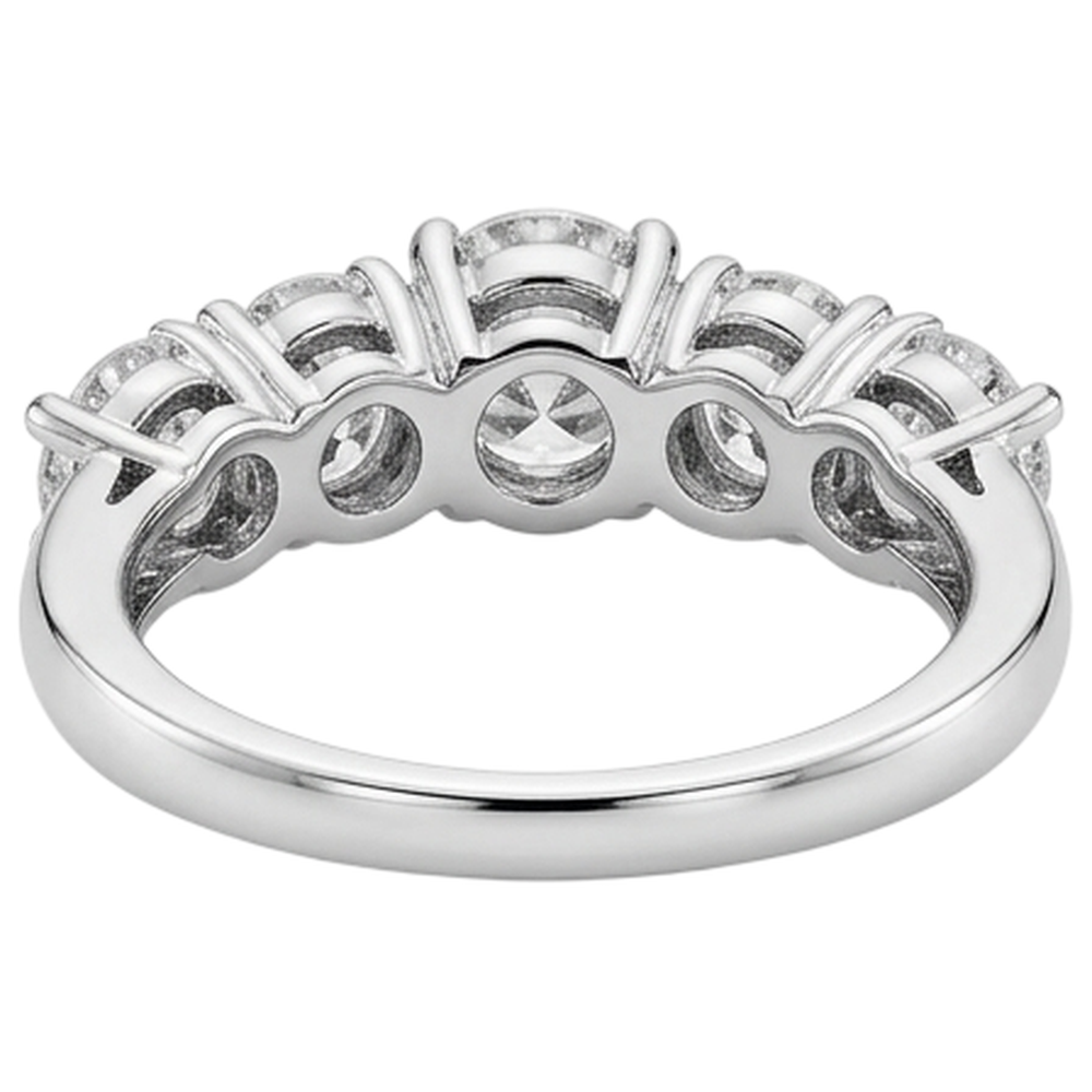 Five Stone Genuine Natural Earth Mined Diamond ( Not Lab Grown ) Engagement Ring 2 Carats White Gold 14K