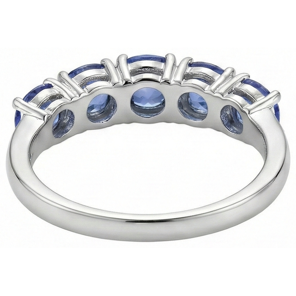 Five Stone Round Tanzanite Gemstone 2.50 Carat Ring Band Jewelry