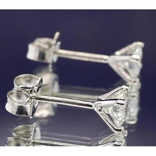 Martini Style Round Genuine Diamond Stud Earring 1.20 Carats