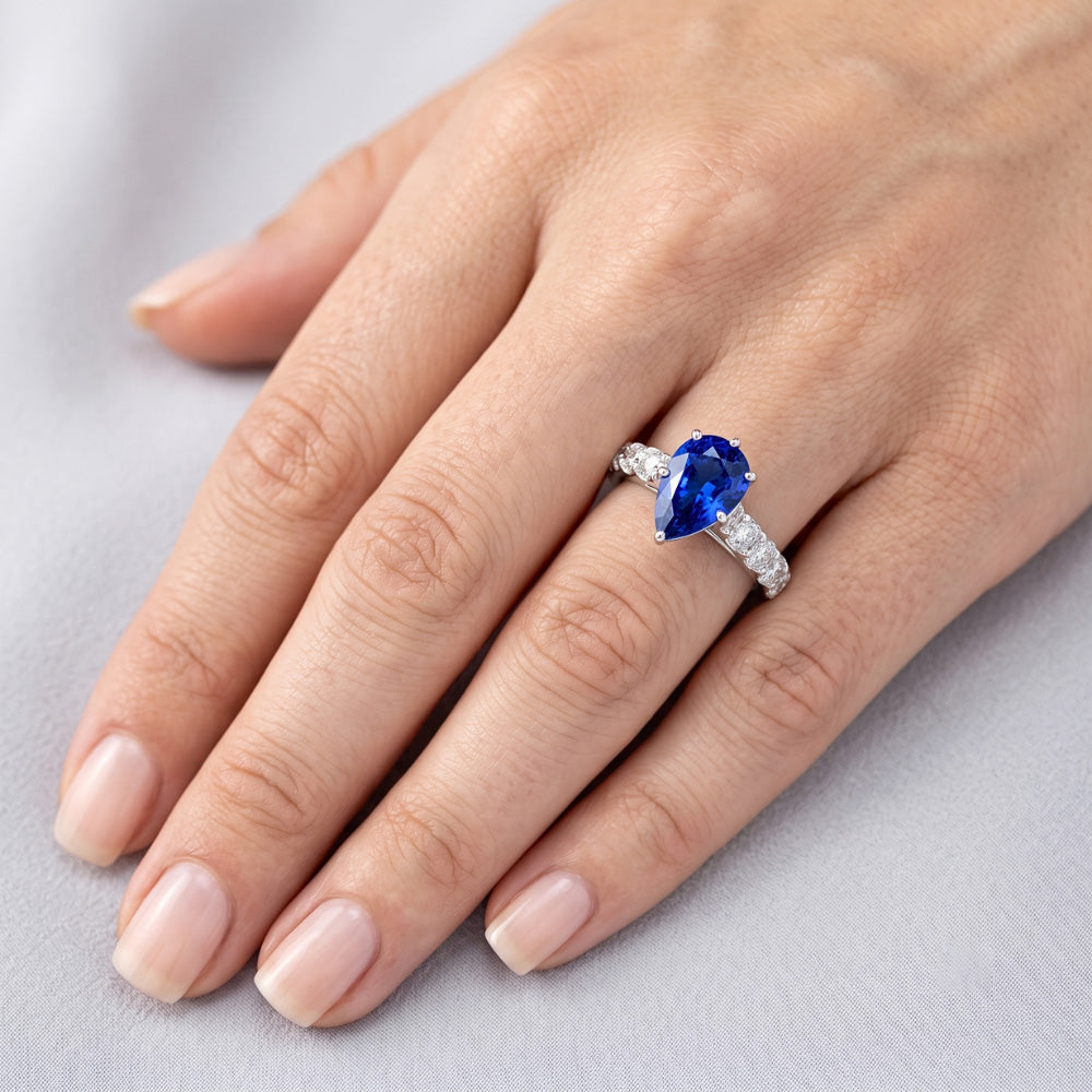 Gemstone Ceylon Sapphire Engagement Ring & Natural Earth Mined Diamond ( Not Lab Grown )s 3 Carats Gold