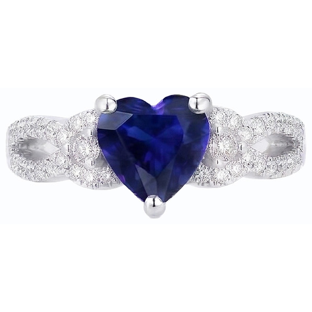 Gemstone Ceylon Sapphire Engagement Ring & Round Natural Earth Mined Diamond ( Not Lab Grown )s 4.50 Carats
