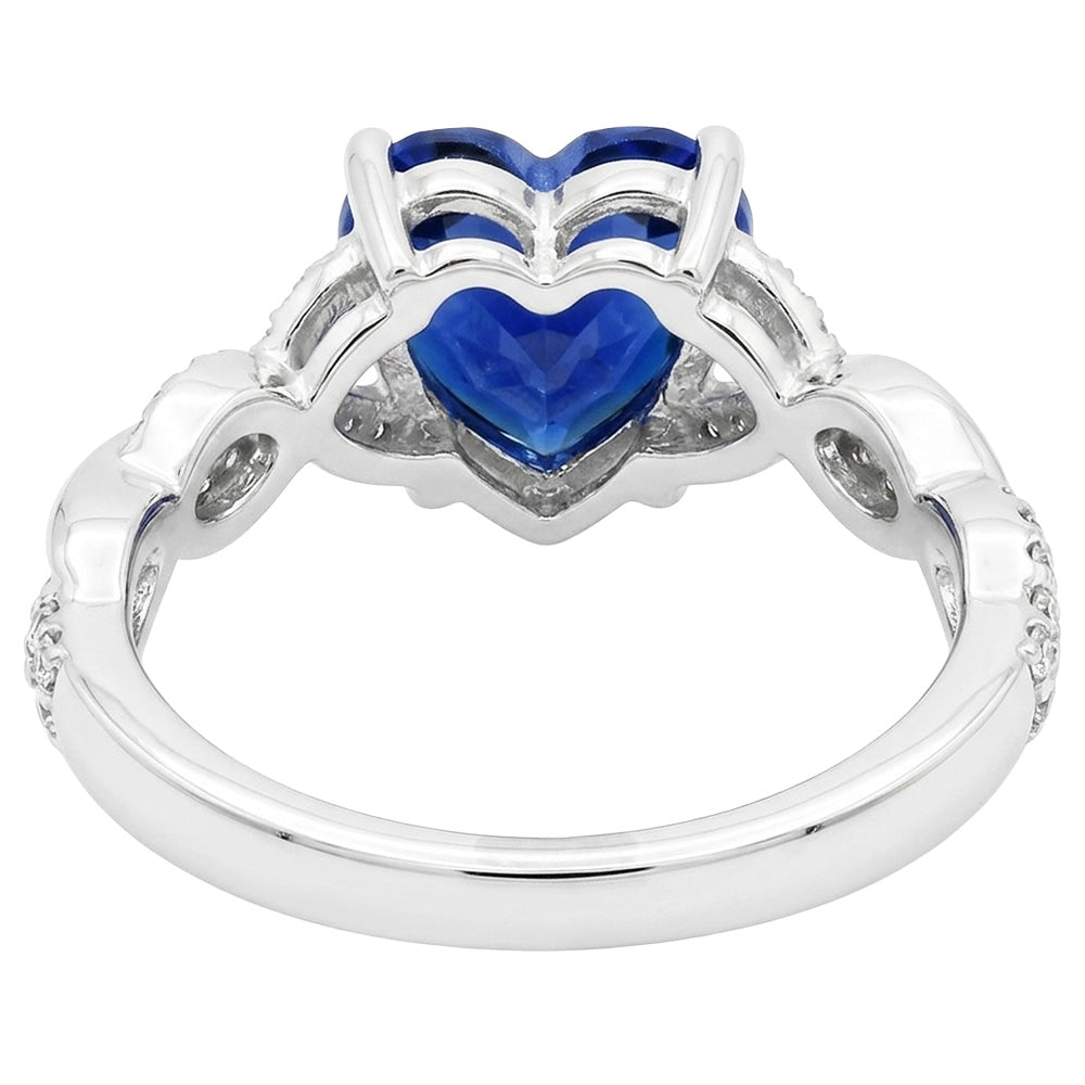 Gemstone Heart Blue Sapphire Ring Twisted Style 3.50 Carats Natural Earth Mined Diamond ( Not Lab Grown )s