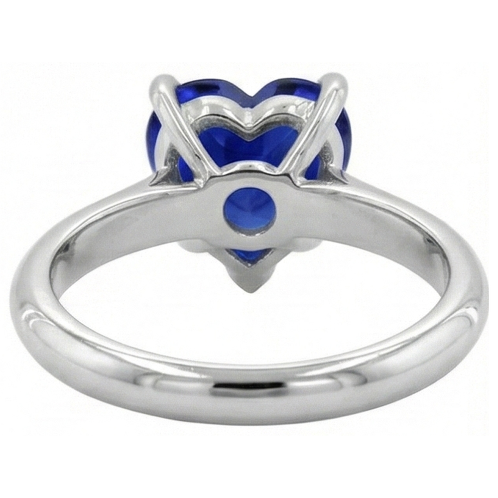 natural heart sapphire 2.50ct ring on white background