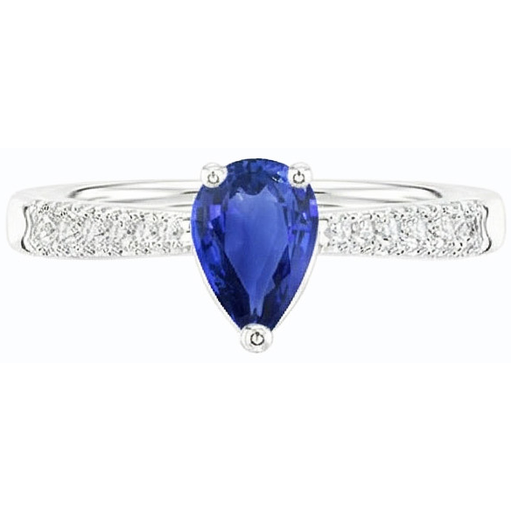 natural round sapphire 2.50ct ring on white background