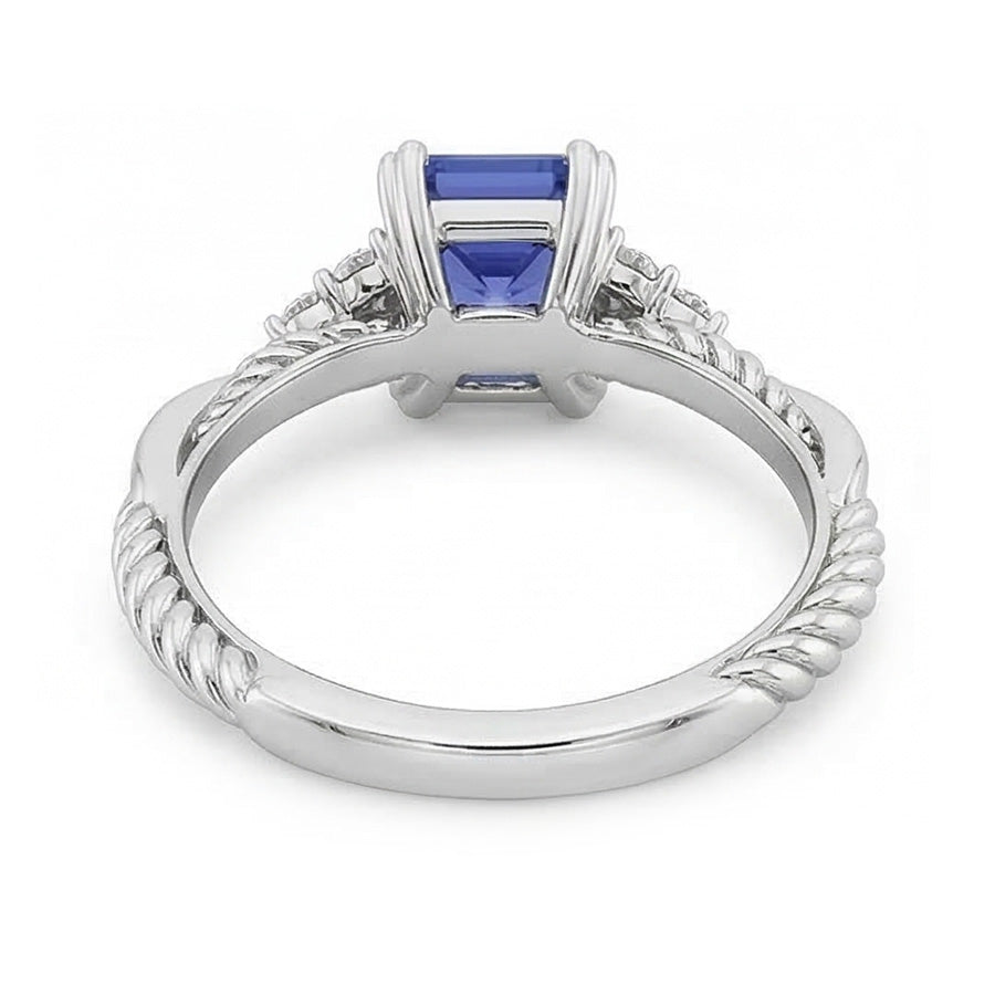 Gemstone Jewelry Emerald Sapphire Ring Twisted Rope Style 2 Carats