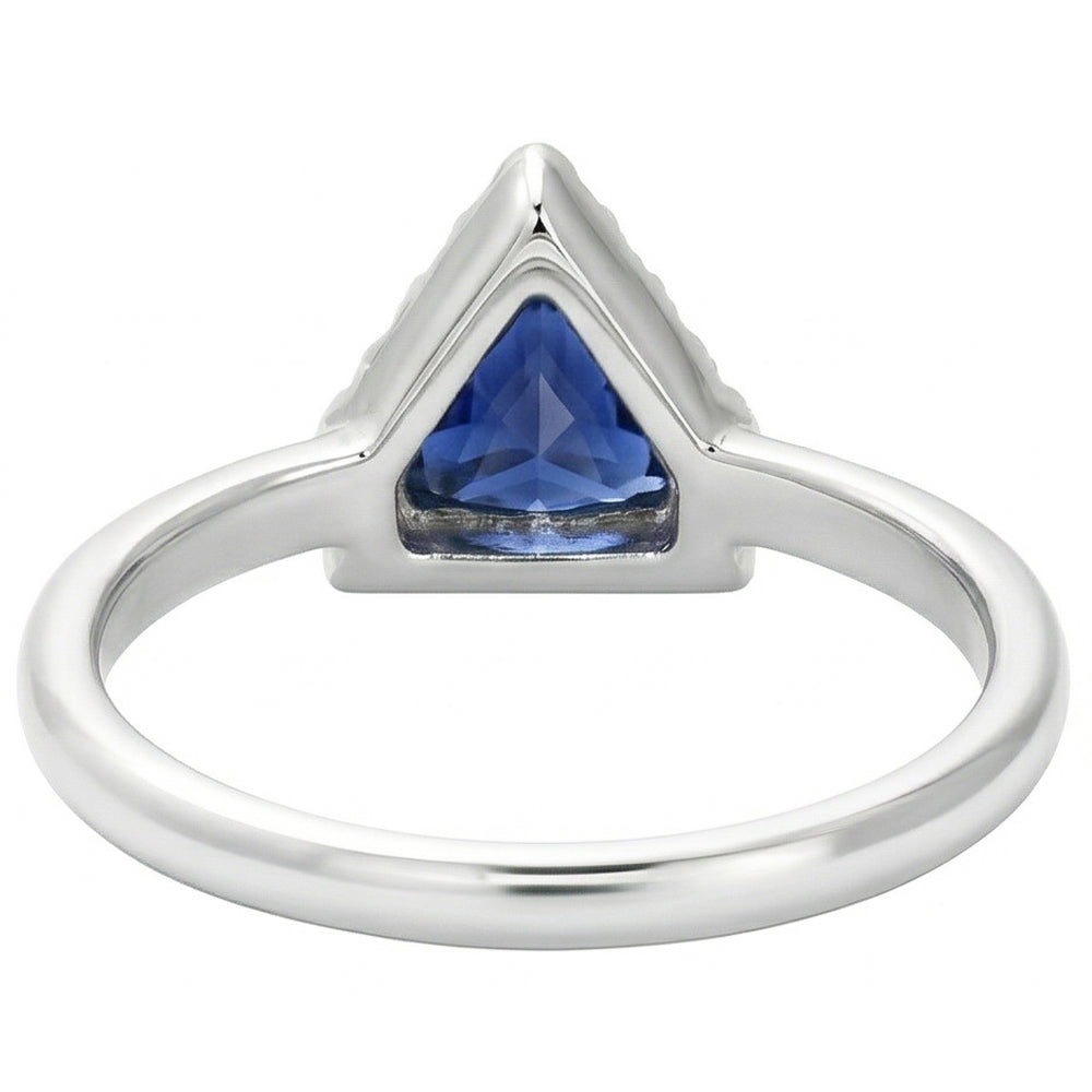 Gemstone Jewelry Trillion Ceylon Sapphire Ring 1 Carat Natural Earth Mined Diamond ( Not Lab Grown )s