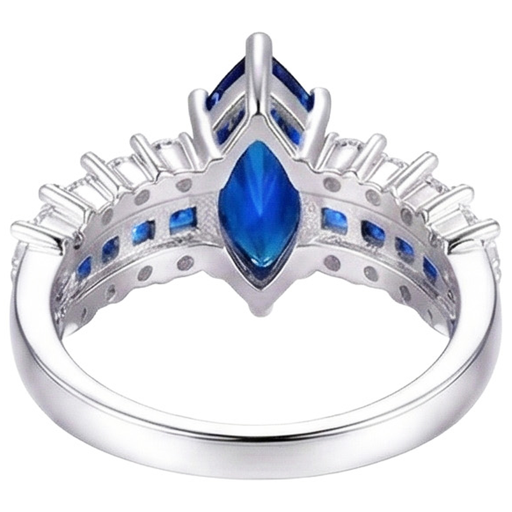 Gemstone Marquise & Princess Blue Sapphire Natural Earth Mined Diamond ( Not Lab Grown ) Ring 6.50 Carats