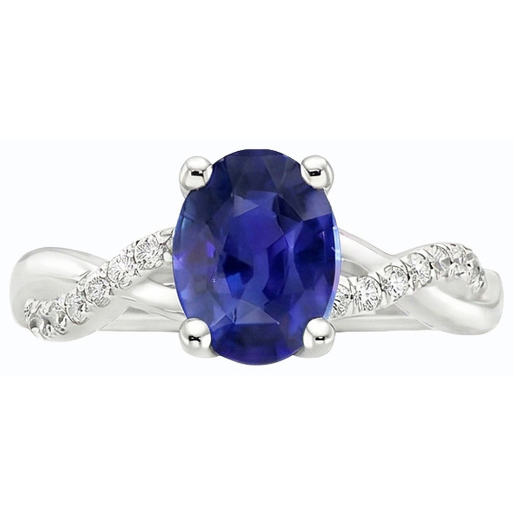 natural round sapphire 4.50ct ring profile view