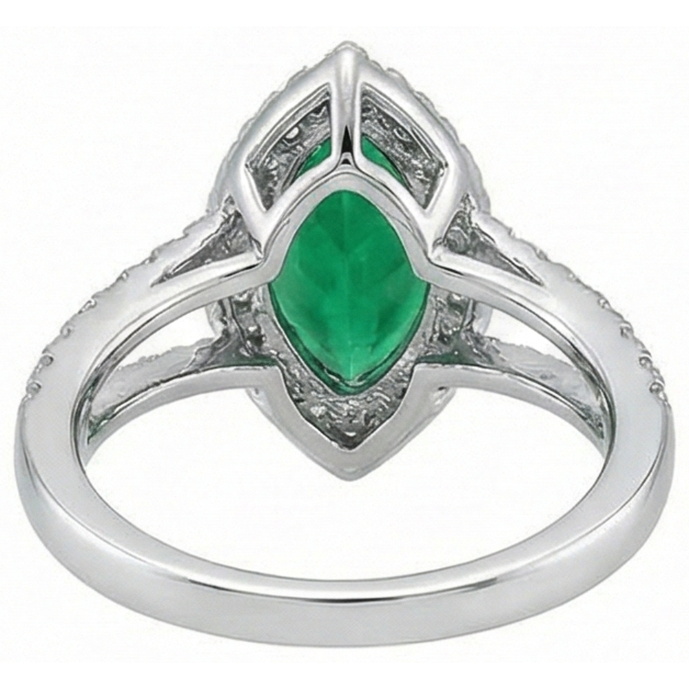 natural round emerald 3.35ct ring with diamond accents