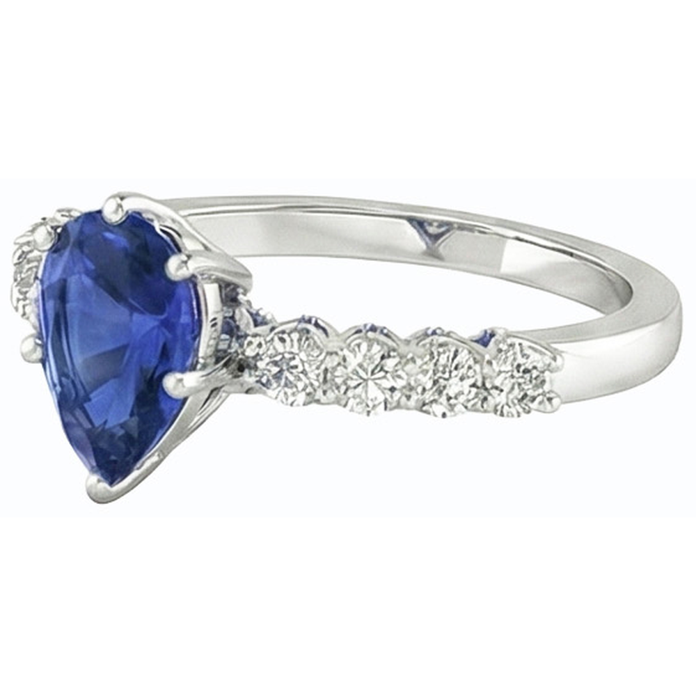 natural round sapphire 3ct ring profile view
