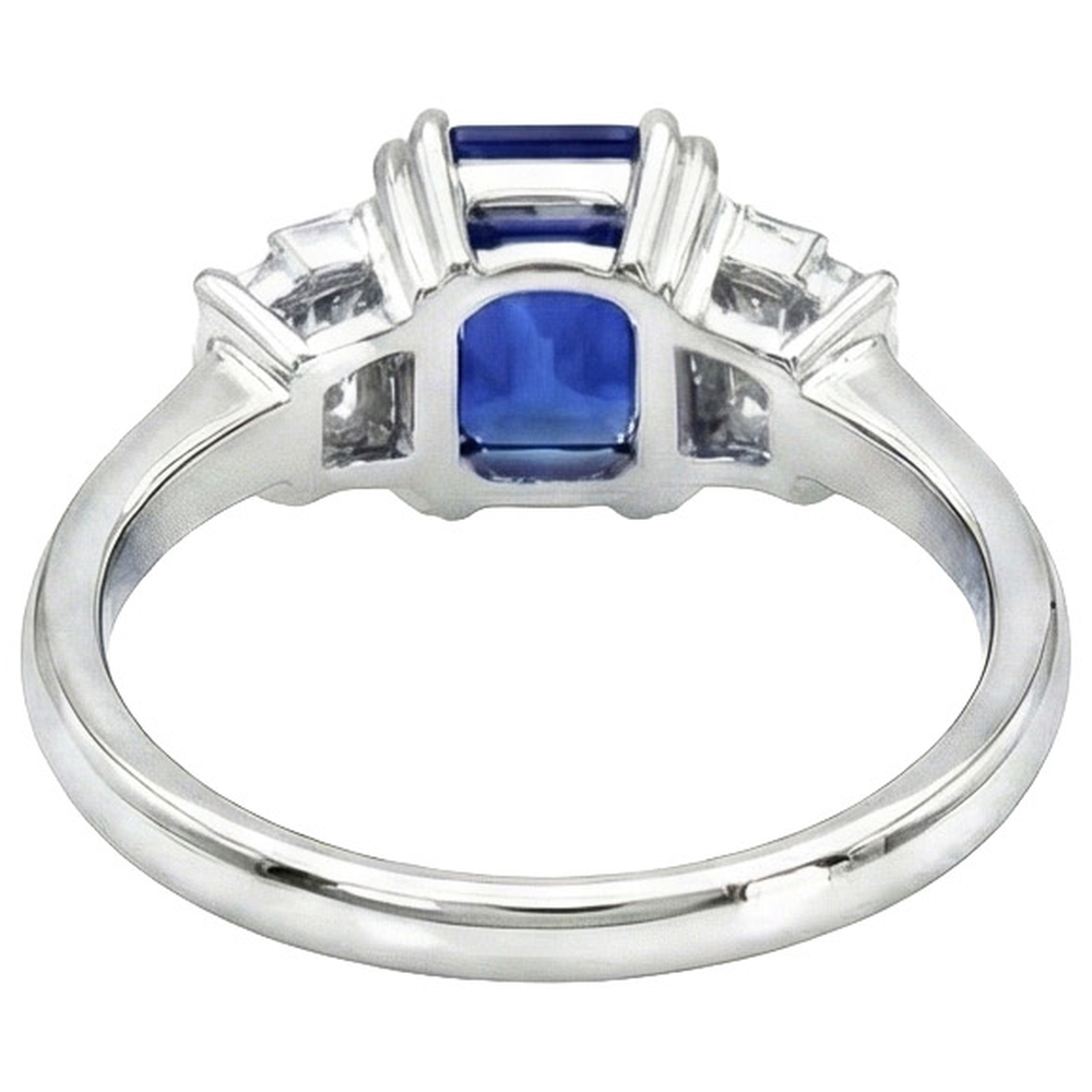 natural radiant sapphire 3ct ring profile view