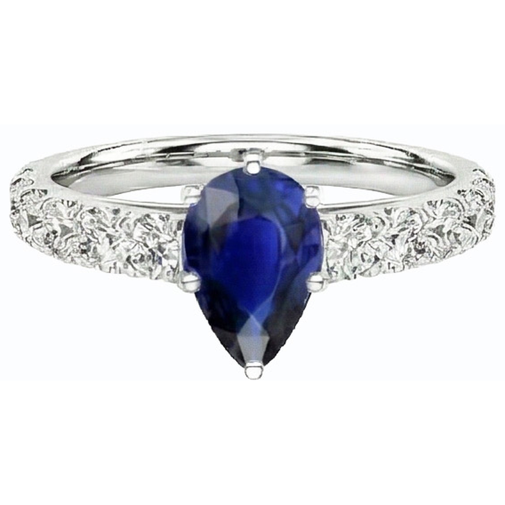 natural round sapphire 3.50ct ring on white background