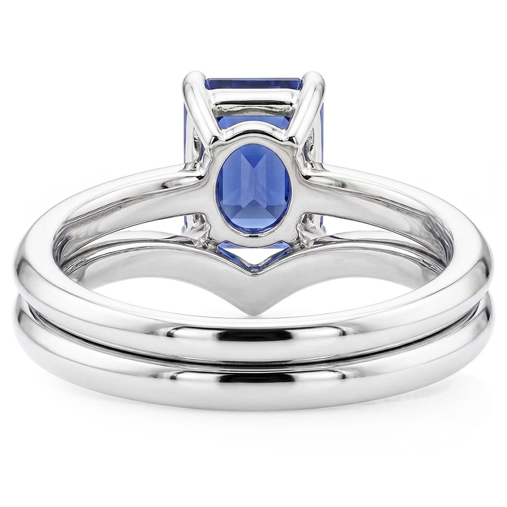 Gemstone Wedding Ring Set Emerald Sapphire 3.50 Carats Ladies Jewelry