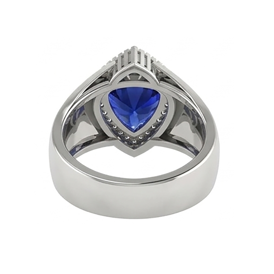 Gents Ring Ceylon Sapphire Natural Earth Mined Diamond ( Not Lab Grown ) Jewelry Trillion Bezel S...