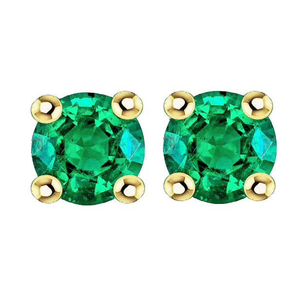 Genuine Colombian Emerald Gemstone Earring 4 ct Two-Tone 14K Gold – main view