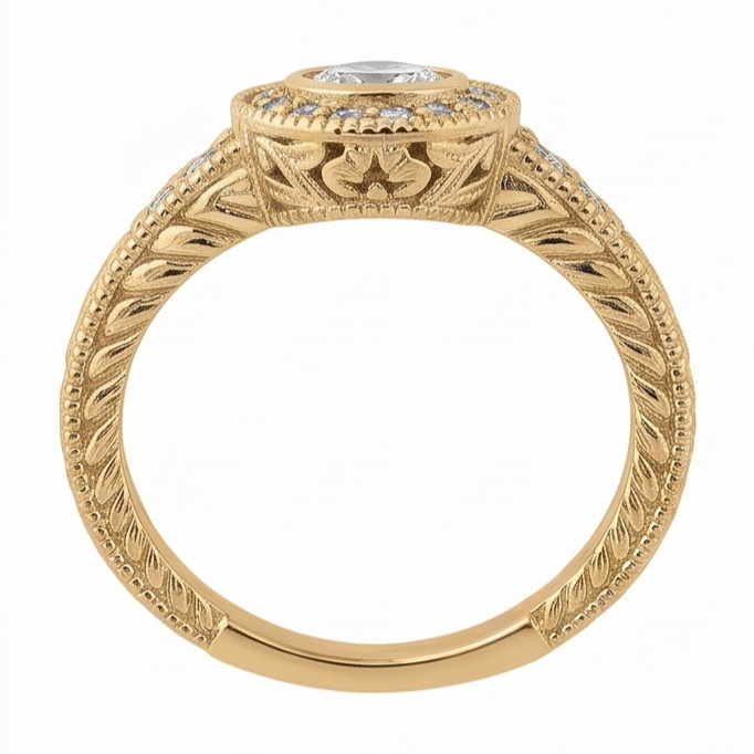 Genuine Natural Earth Mined Diamond ( Not Lab Grown ) Anniversary 0.80 Carat Fancy Ring Bezel Setting Jewelry YG 14K