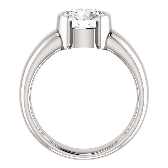 Genuine 2 Carats Diamond Half Bezel Solitaire Ring White Gold