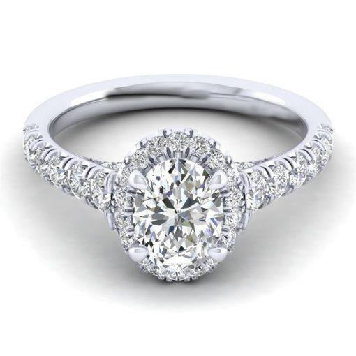 Genuine 2 Carats Diamonds Wedding Halo Ring Gold White