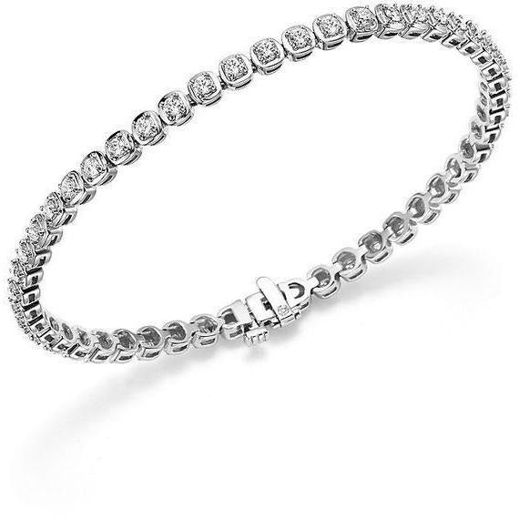 Genuine 5 Ct Brilliant Cut Diamond Tennis Ladies Bracelet White Gold 14K