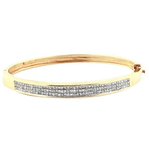 Genuine Diamond Bangle 3 Carats Yellow Gold 14K