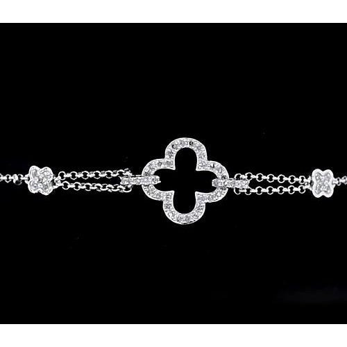 Genuine Diamond Crosses Bracelet 2.50 Carats Women White Gold Jewelry