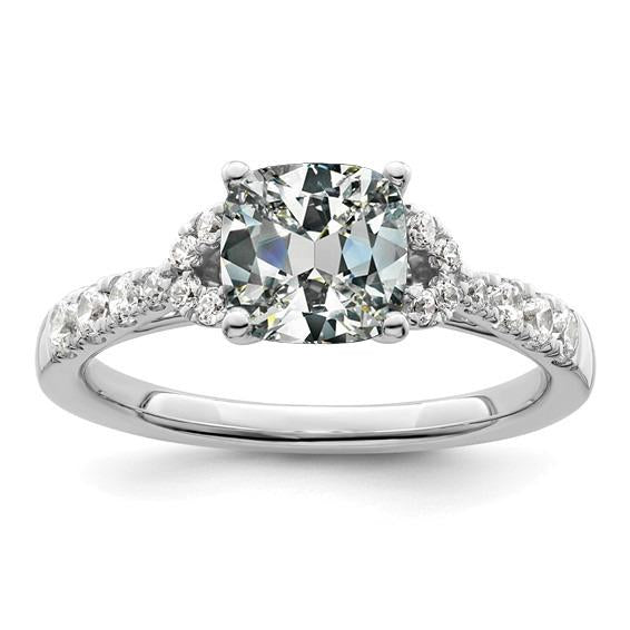 Genuine Diamond Cushion Old Miner Engagement Ring With Accents 6.50 Carats