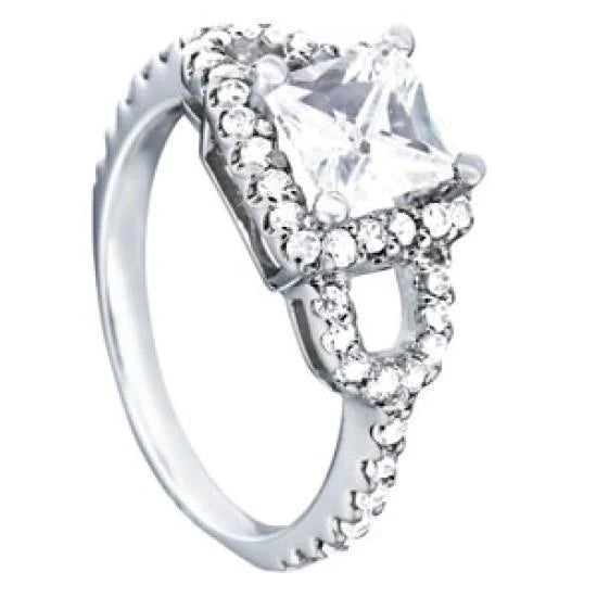 Genuine Diamond Engagement Fancy Halo Ring White Gold