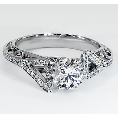 Genuine Diamond Engagement Ring 1.75 Carats Twisted Shank