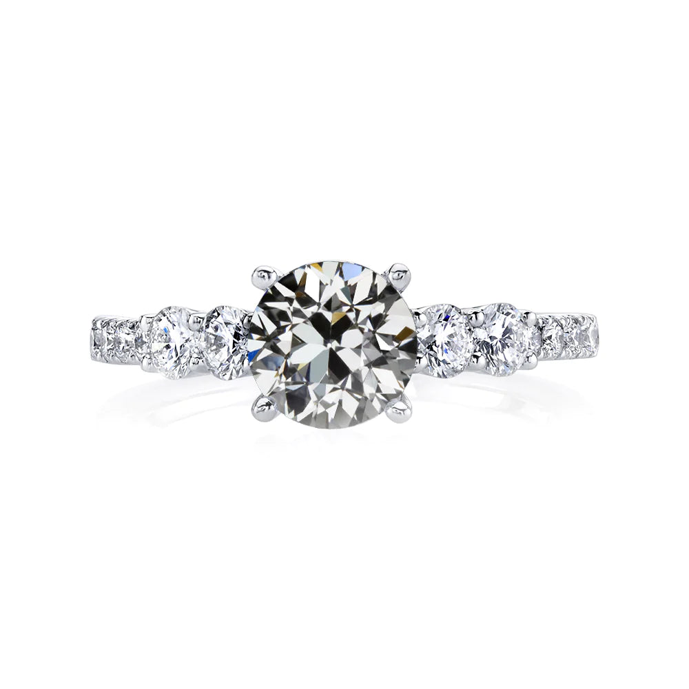 Genuine Diamond Engagement Ring Round Old Mine Cut White Gold 5 Carats