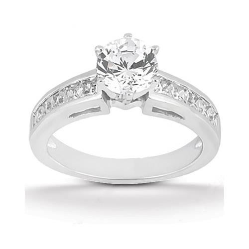 Genuine Diamond Engagement Ring Set 2.85 Carats Round and Princess Cut